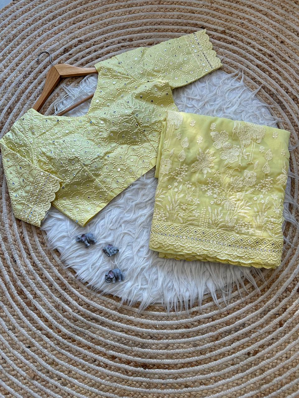 Designer Lucknowi Worked Georgette Saree