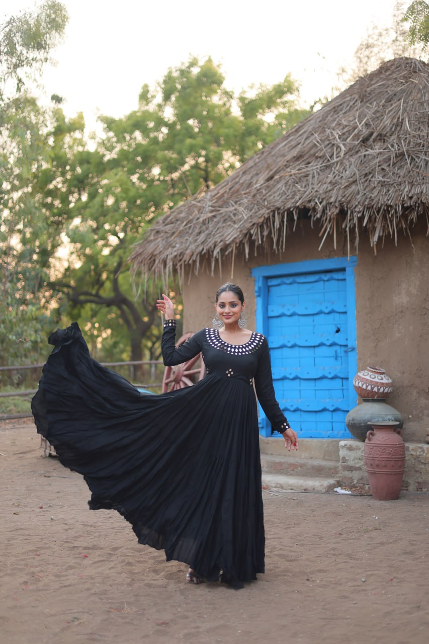 Black Designer Navaratri Wear Gown Dress