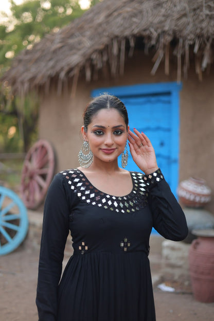 Black Designer Navaratri Wear Gown Dress