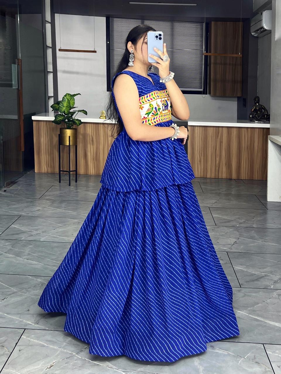 Blue Designer Navaratri Wear Kediya Sets