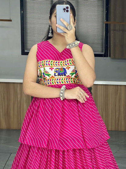 Pink Designer Navaratri Wear Kediya Set