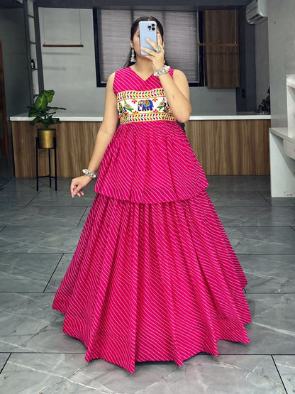 Pink Designer Navaratri Wear Kediya Set