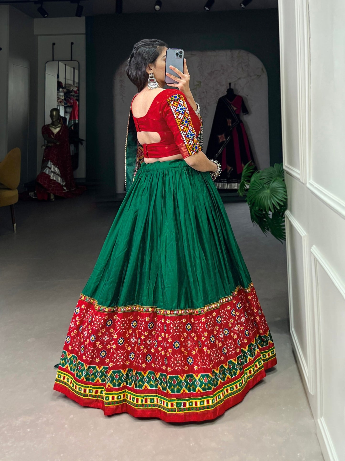 Green Designer Navaratri Wear Lehenga Choli