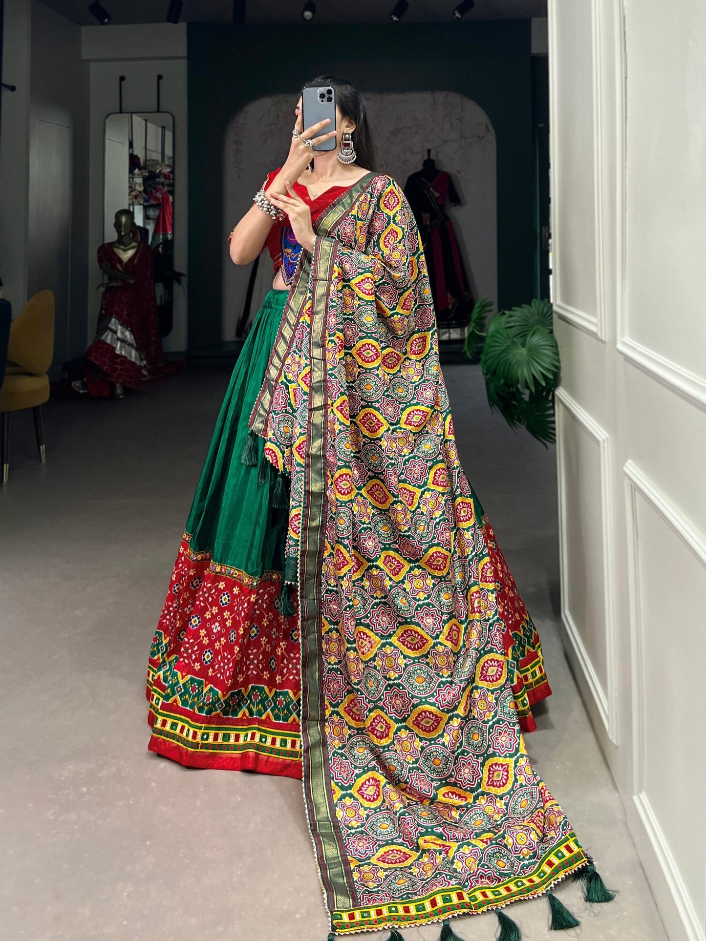 Green Designer Navaratri Wear Lehenga Choli