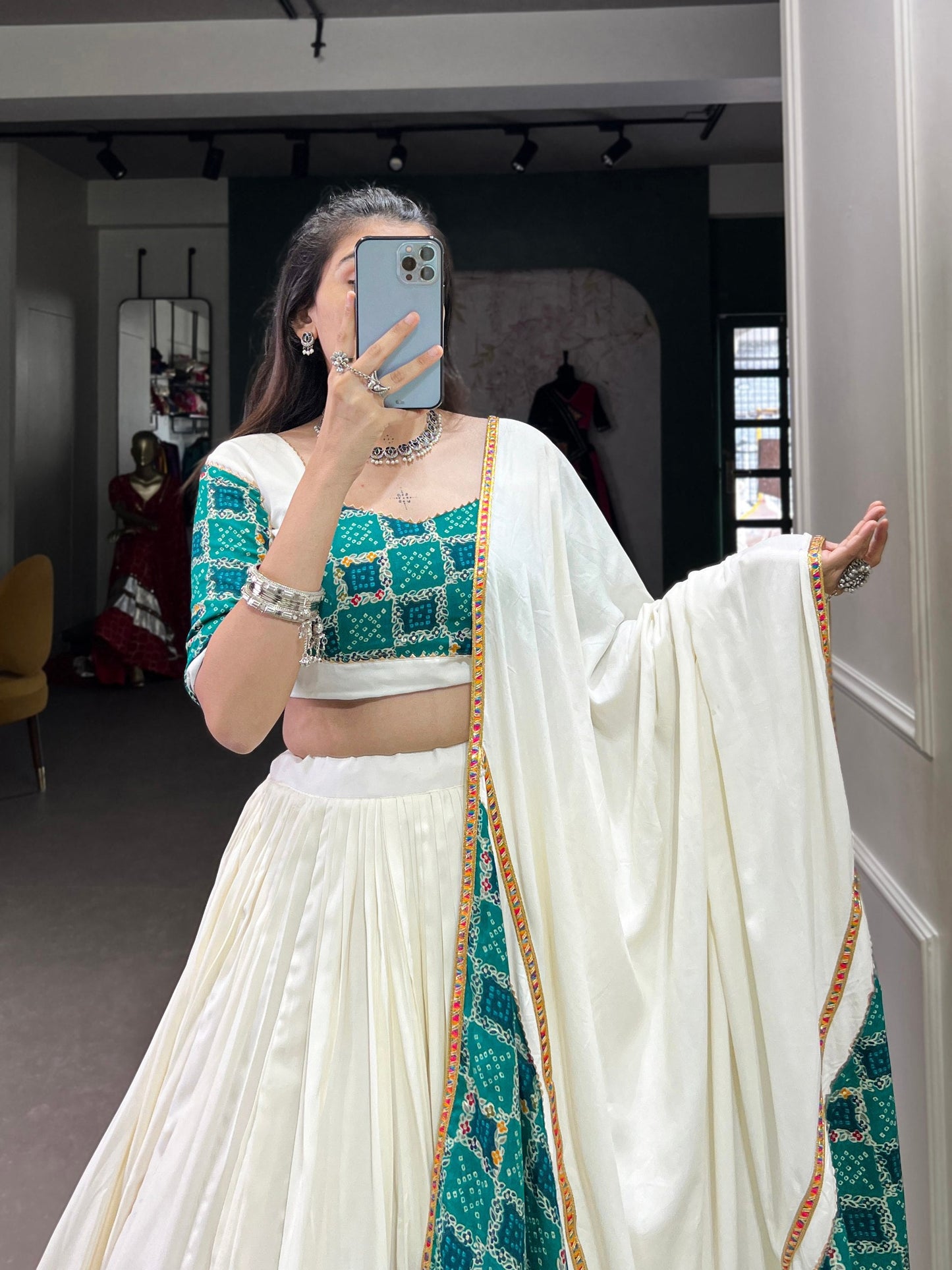 White Designer Navaratri Wear Lehenga Choli