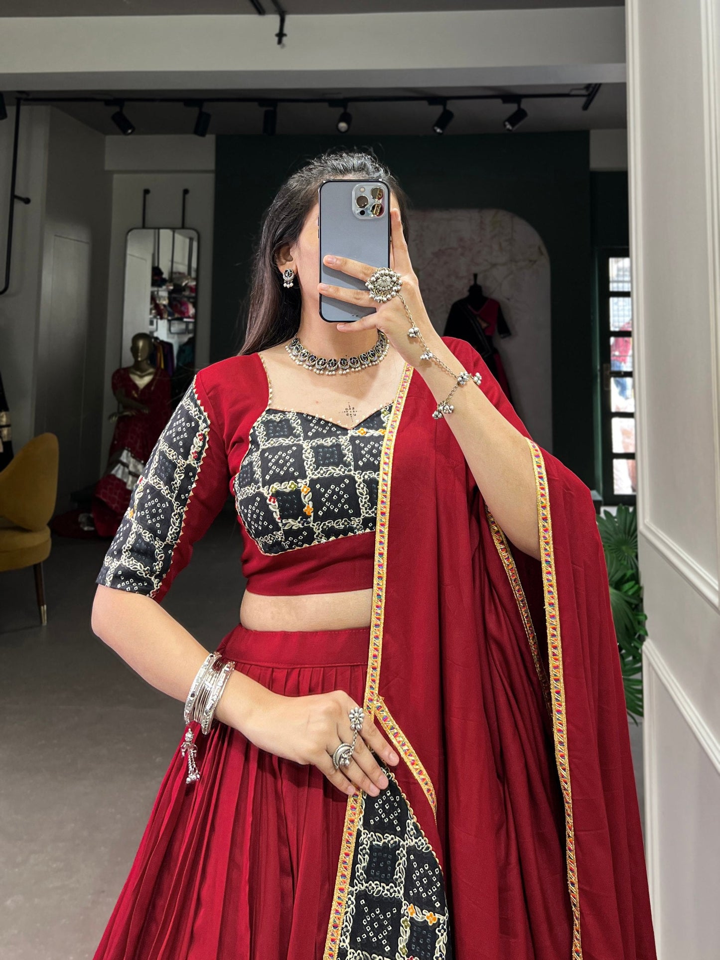 Red Designer Navaratri Wear Lehenga Choli