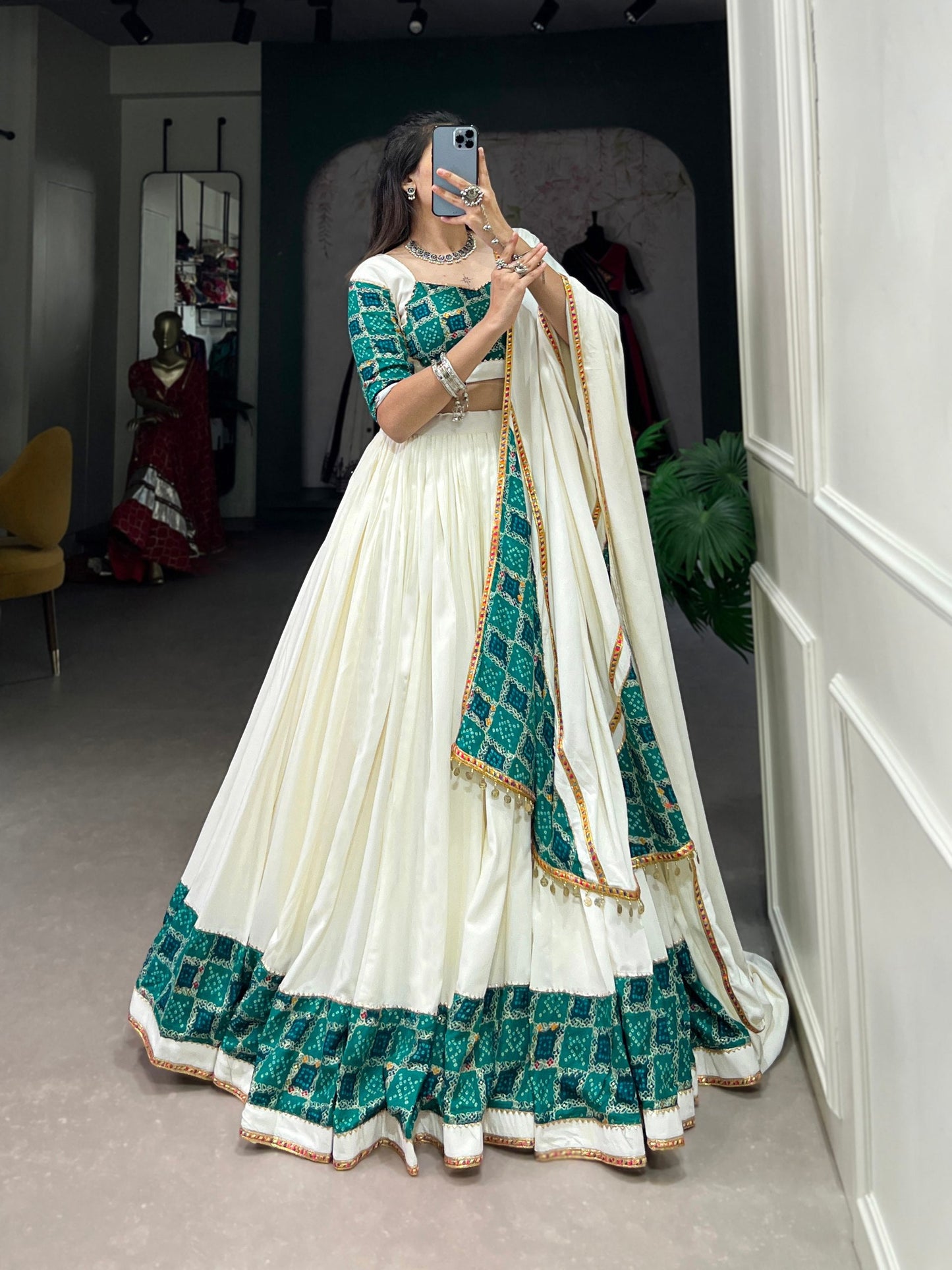 White Designer Navaratri Wear Lehenga Choli
