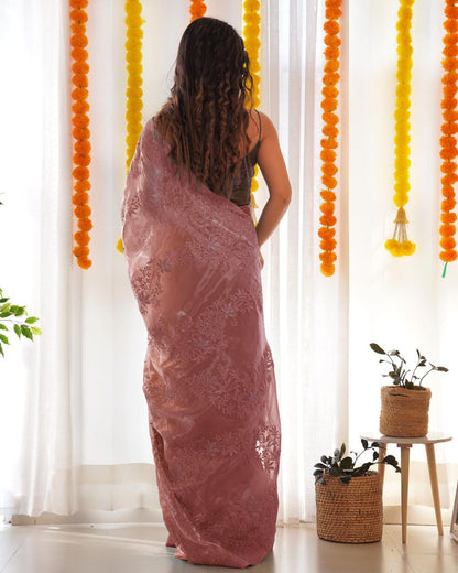 Designer Onion Pink Jimmy Choo Silk Saree