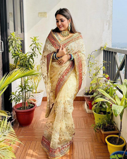 Designer Organza Saree For Wedding