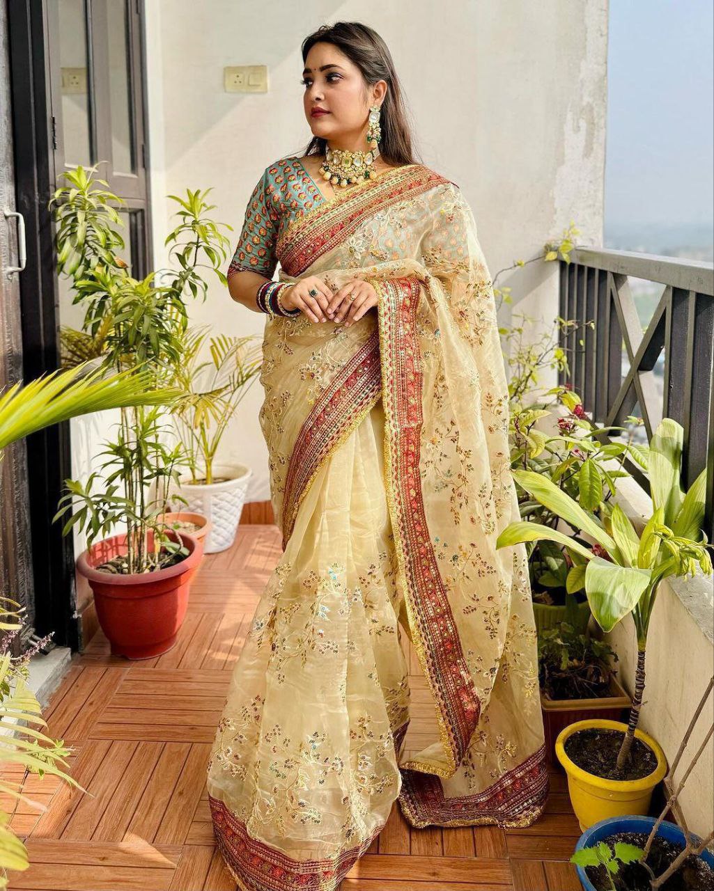 Designer Organza Saree For Wedding