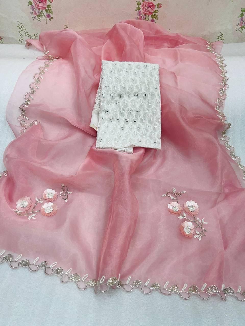 Designer Organza Silk Saree With Color Option