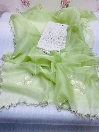 Designer Organza Silk Saree With Color Option