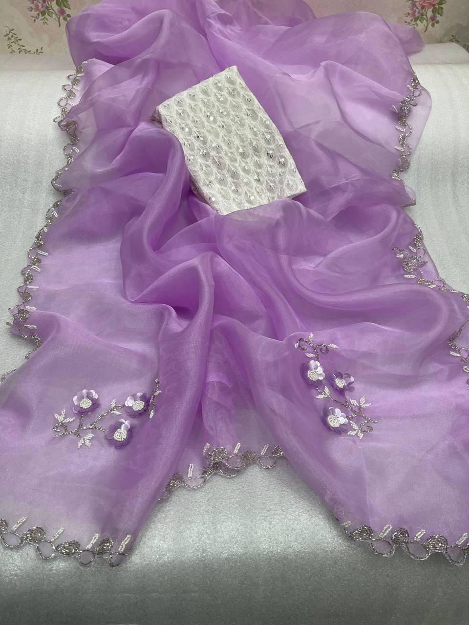 Designer Organza Silk Saree With Color Option