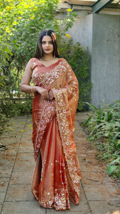 Designer Party Wear Barbari Silk Saree
