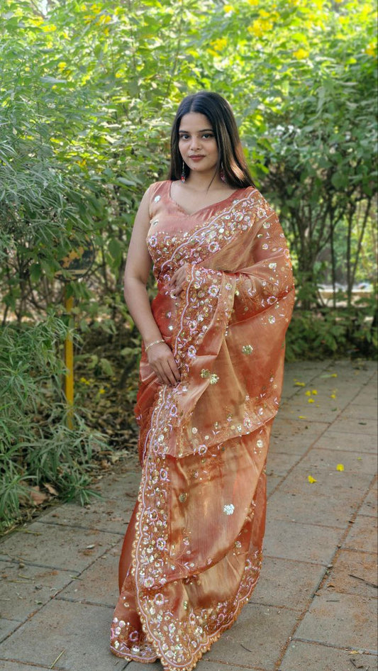 Designer Party Wear Barbari Silk Saree