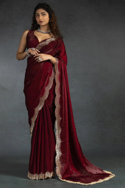 Designer Party Wear Fandy Satin Silk Saree