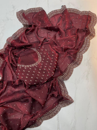 Designer Party Wear Fandy Satin Silk Saree