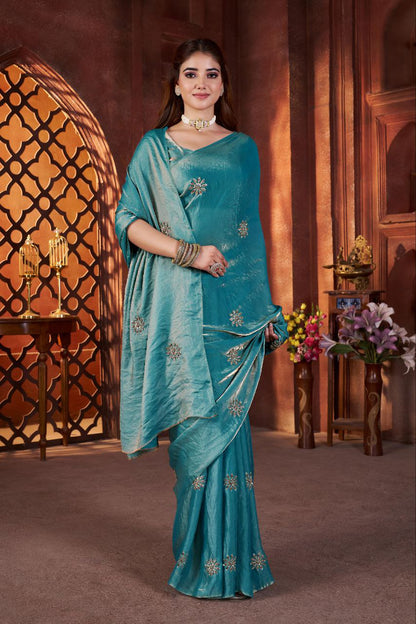 Designer Party Wear Fandy Satin Silk Saree