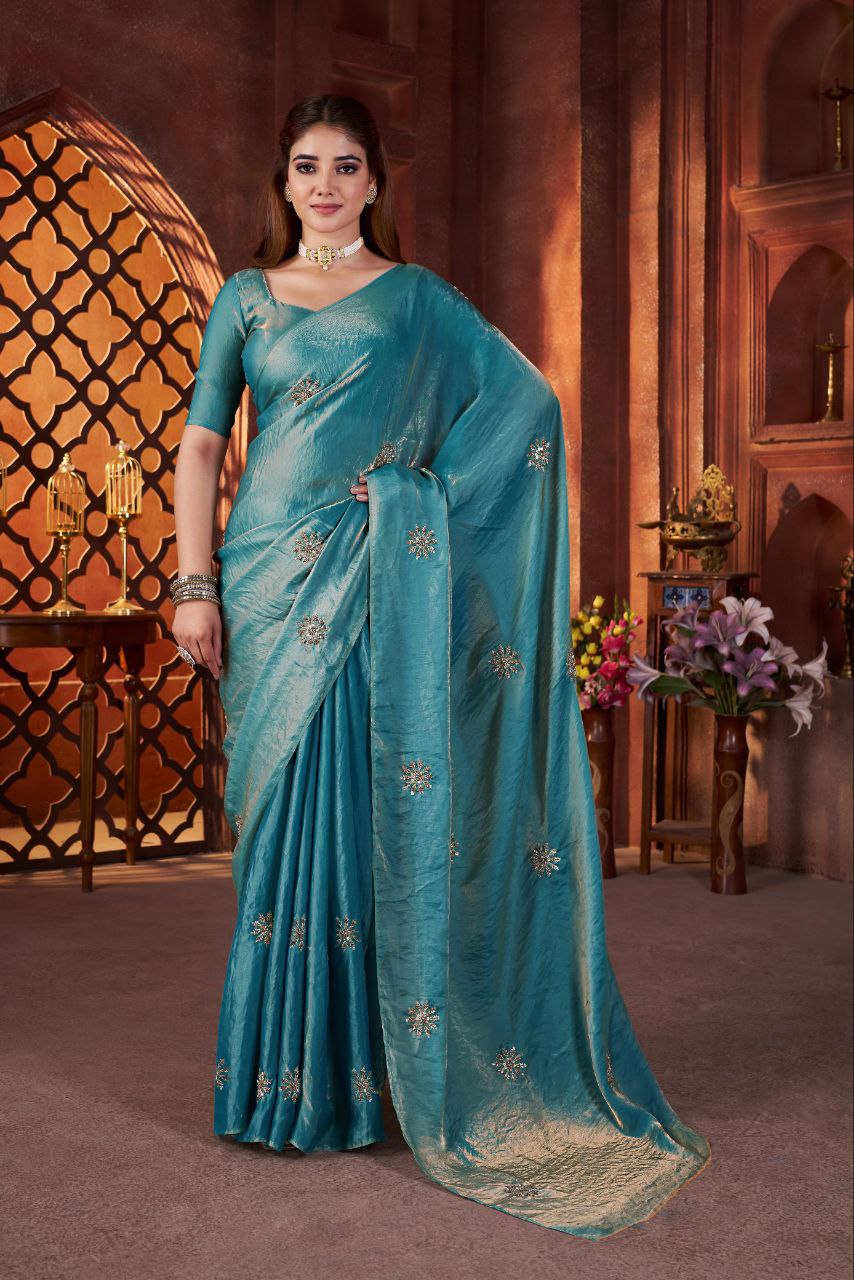 Designer Party Wear Fandy Satin Silk Saree