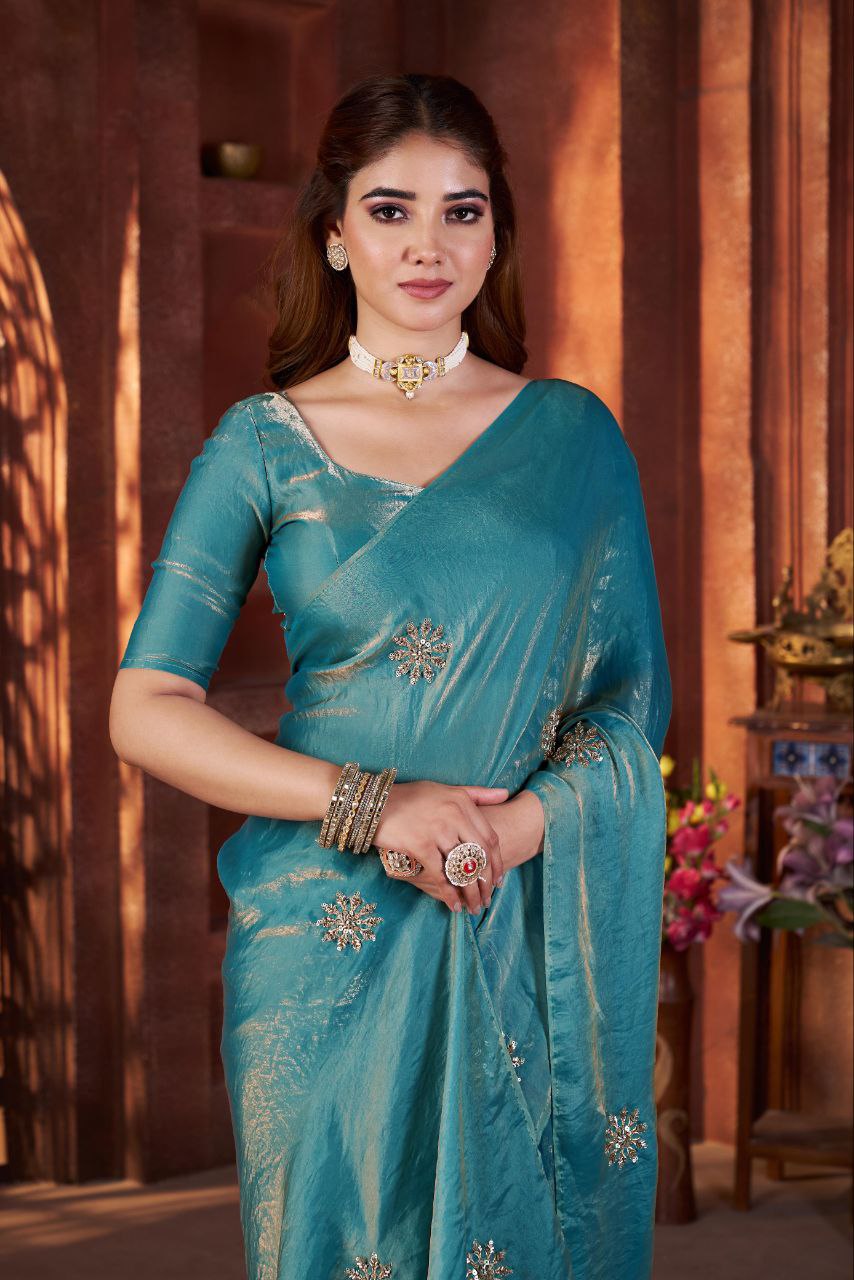 Designer Party Wear Fandy Satin Silk Saree