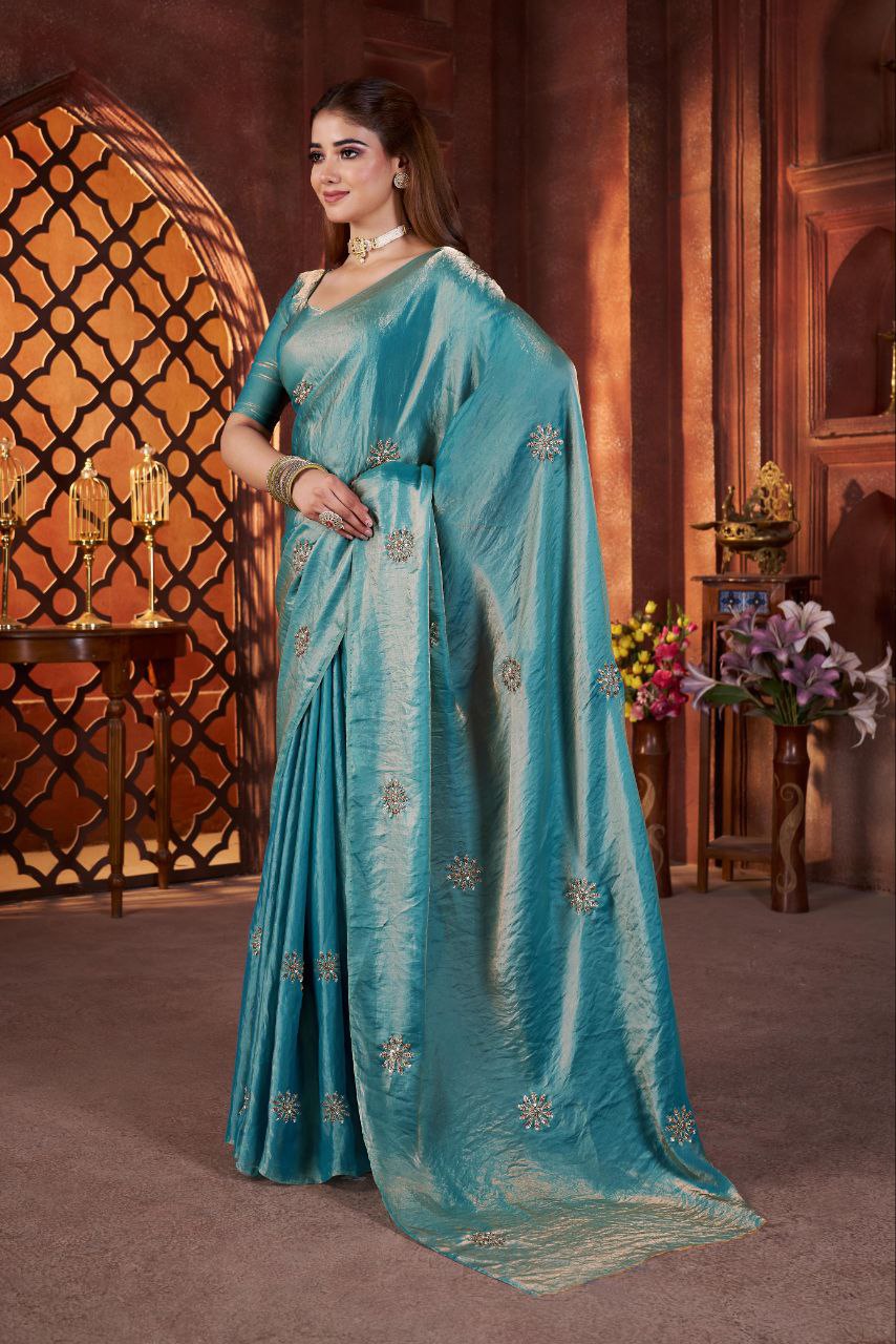 Designer Party Wear Fandy Satin Silk Saree