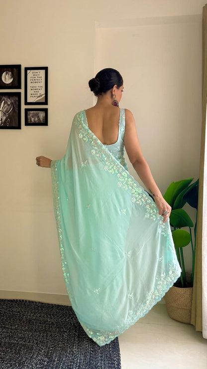 Sky Designer Party Wear Georgette Saree