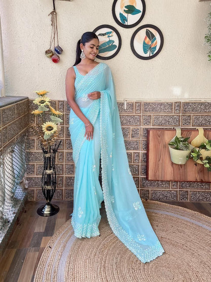 Sky Designer Party Wear Georgette Saree