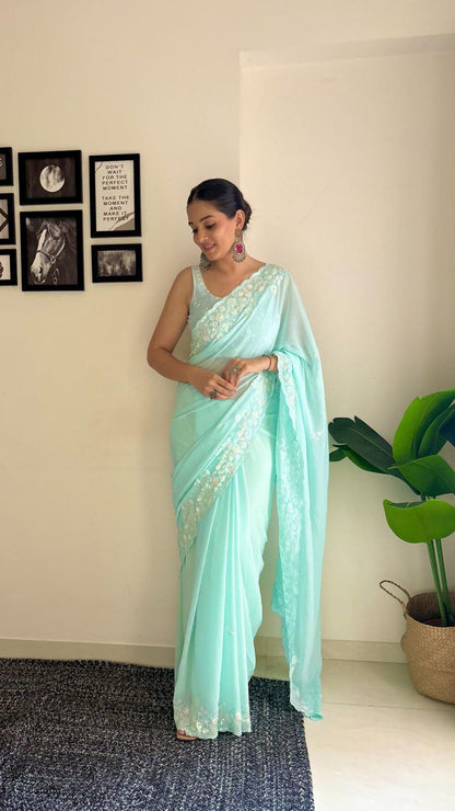 Sky Designer Party Wear Georgette Saree