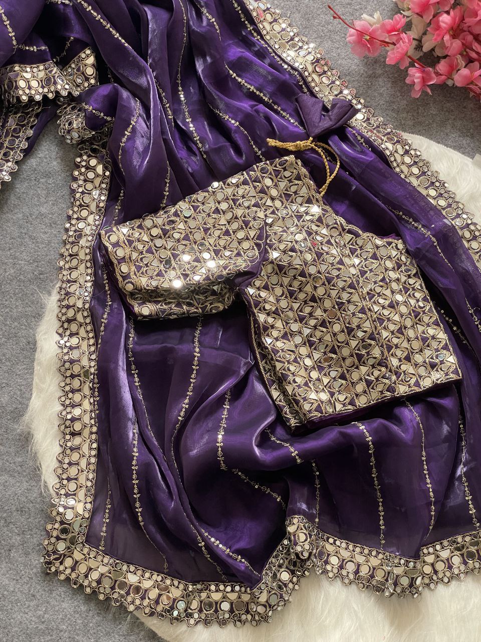 Designer Party Wear Jimmy Choo Silk Saree