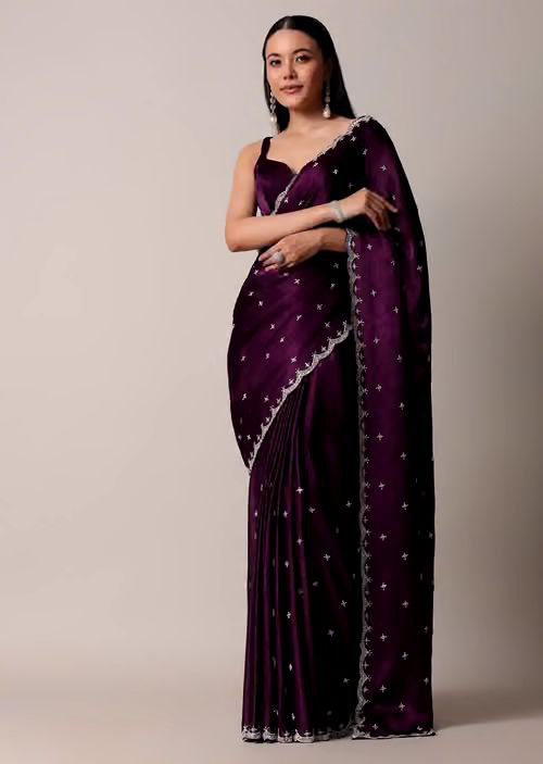 Designer Purple Rangoli Silk Saree | Replica Design