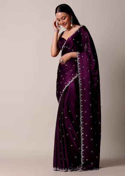 Designer Purple Rangoli Silk Saree | Replica Design