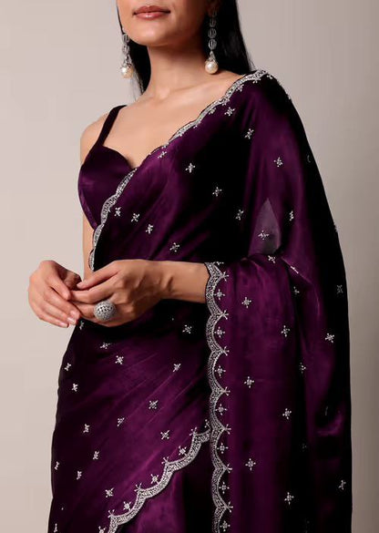 Designer Purple Rangoli Silk Saree | Replica Design