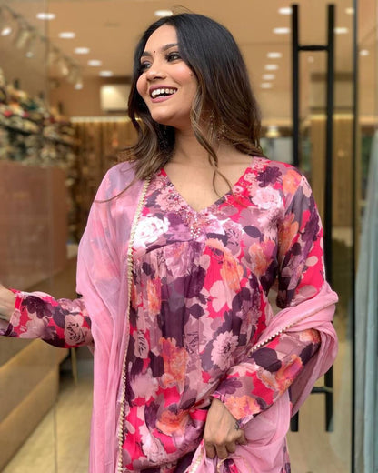 Designer Russia Silk Kurta Pant With Dupatta