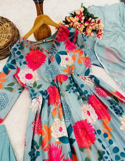 Designer Russia Silk Kurta Pant With Dupatta