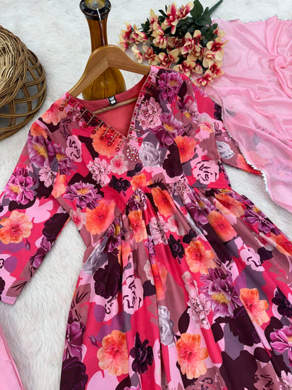 Designer Russia Silk Kurta Pant With Dupatta