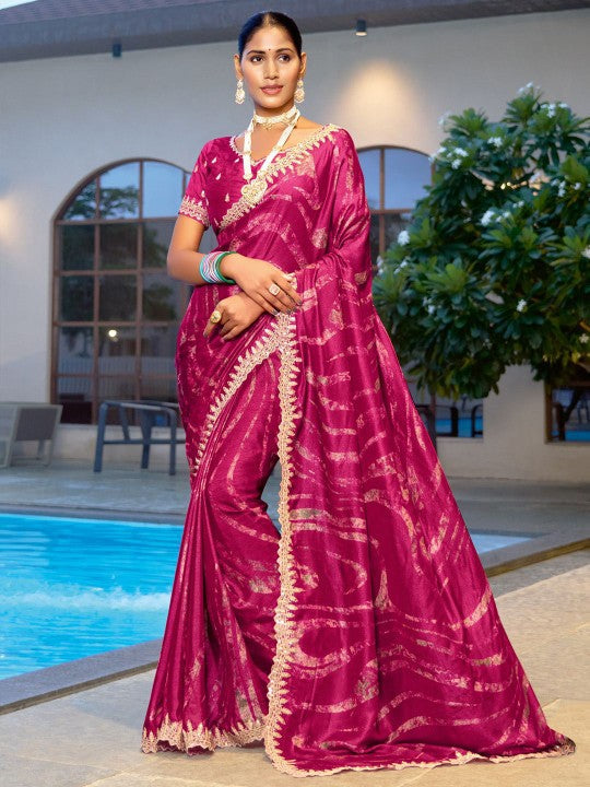 Designer Sequinced Work Chiffon Saree