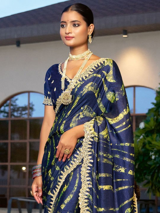 Designer Sequinced Work Chiffon Saree