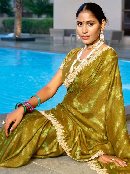 Designer Sequinced Work Chiffon Saree