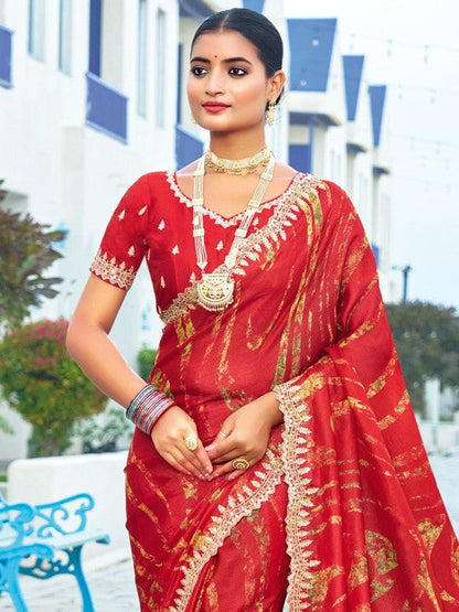 Designer Sequinced Work Chiffon Saree