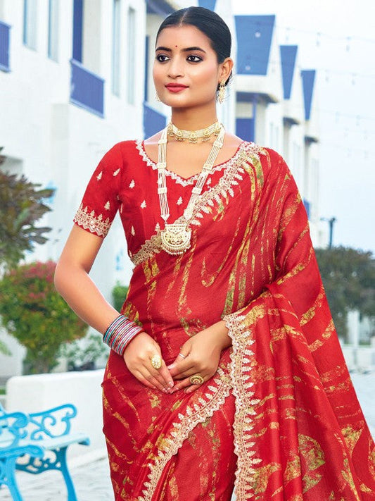 Designer Sequinced Work Chiffon Saree