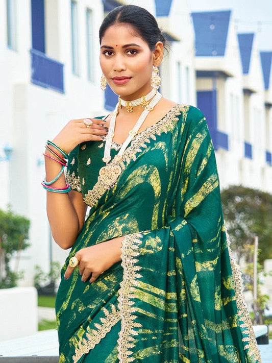 Designer Sequinced Work Chiffon Saree