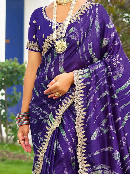 Designer Sequinced Work Chiffon Saree