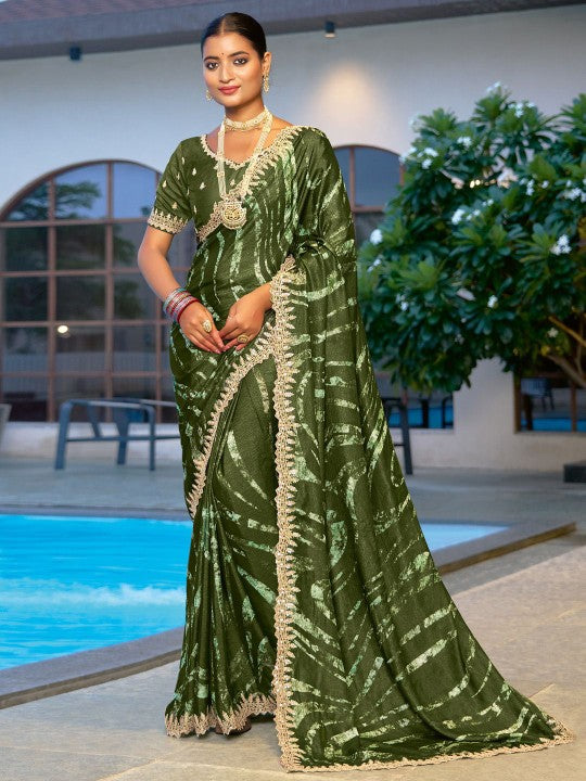 Designer Sequinced Work Chiffon Saree