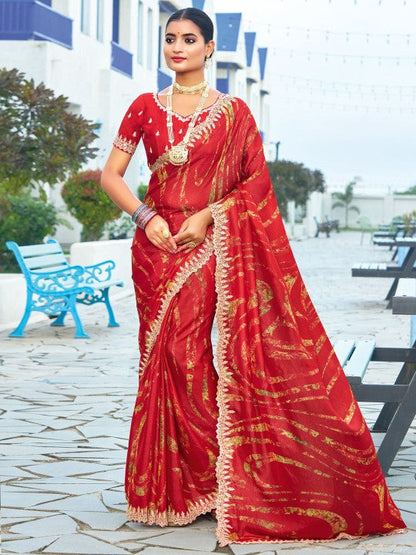 Designer Sequinced Work Chiffon Saree