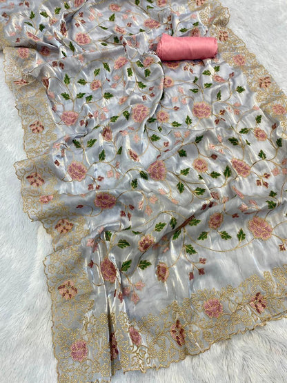 Designer Shinning Jimmy Chhoo Silk Saree