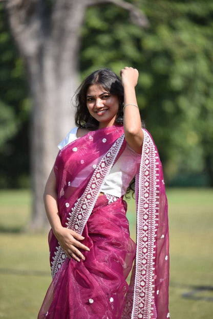 Designer Stylish Organza Saree