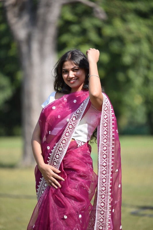 Designer Stylish Organza Saree