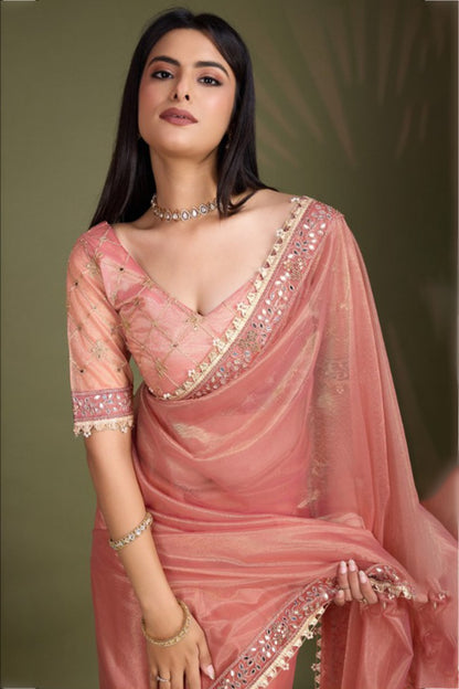 Designer Stylish Tissue Silk Saree