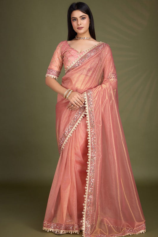 Designer Stylish Tissue Silk Saree