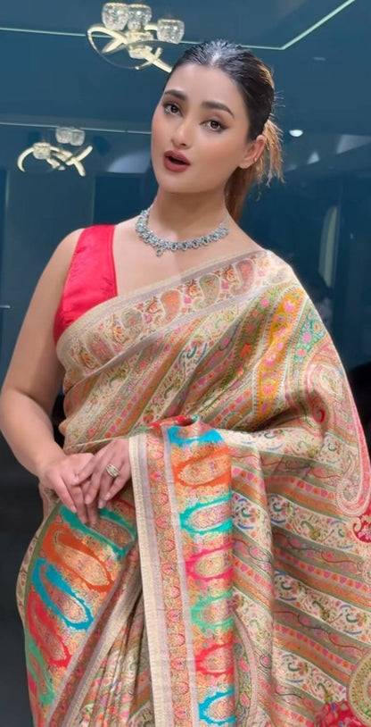 Designer Tissue Silk Golden Saree